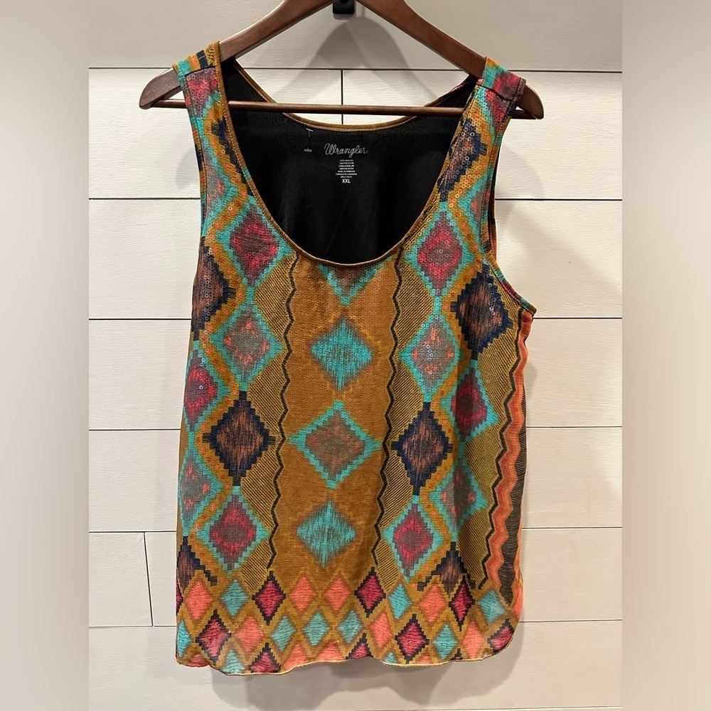 Wrangler Colorful Geometric Women's Tank Top- size XXL